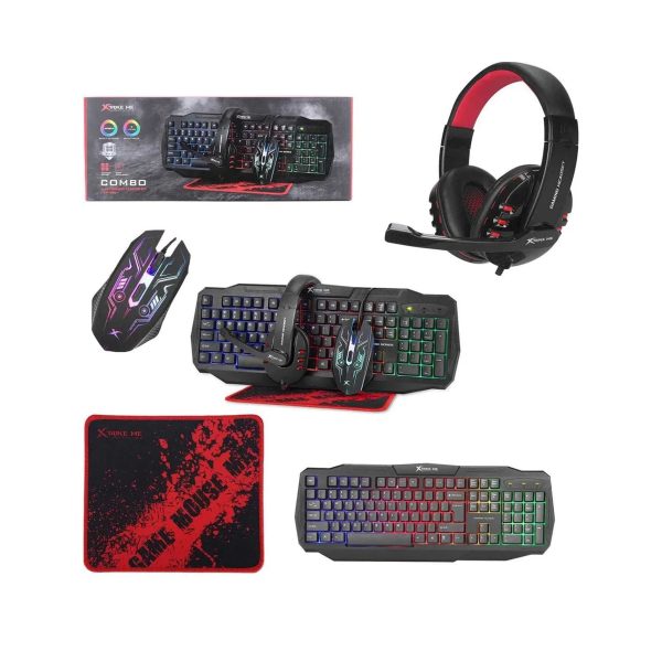 Kit Gamer mouse, teclado, audífono y mousepad- Rainbow blanco
