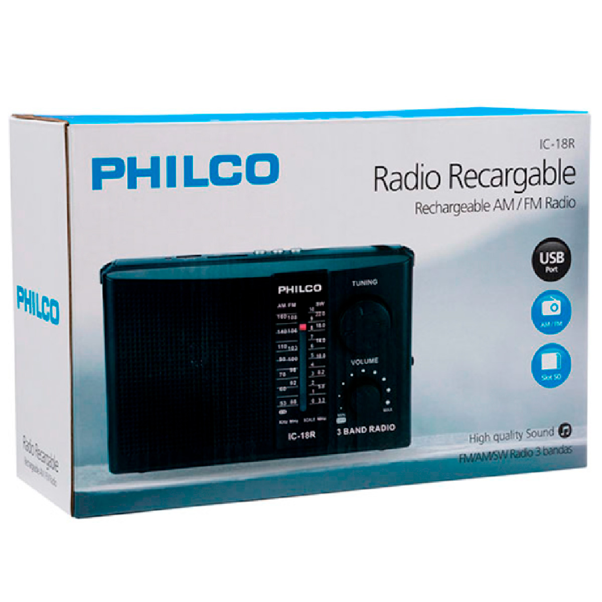 Radio FM Radio multibanda de portátil con USB/SD Reproductor de
