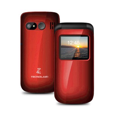 Telefono Celular Adulto Mayor 4G Tipo Almeja Tecnolab Rojo