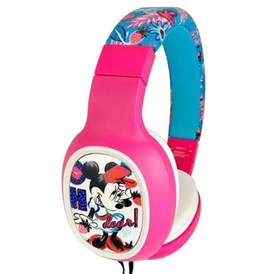 Audifonos Estereo Con Cable Y Microfono Diseño Disney Fucsia
