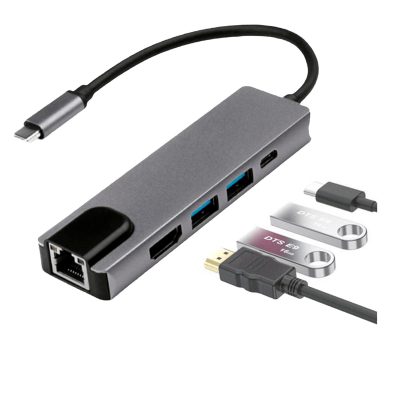 Adaptador Tipo C 5 En 1 Usb-C A Hdtv + Usb3.0 + Pd Support4k