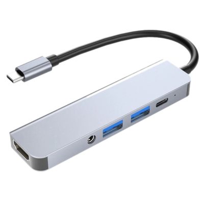 Adaptador USB-C 5 En 1 HDMI 4k+Usb2.+Usb3.0+Pd+Aux
