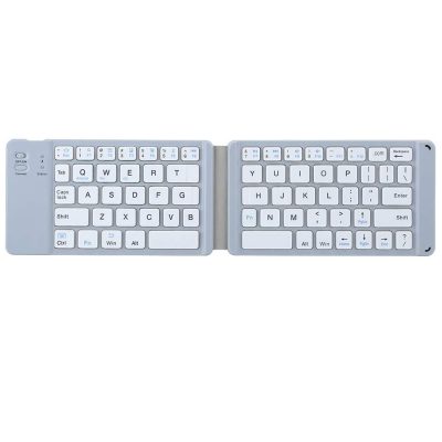 Teclado Bluetoth Recargable Portatil Delgado Plegable Blanco