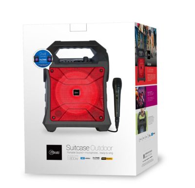 PARLANTE KAREOKE CON MICROFONO SUITCASE ROJO BT AM/FM