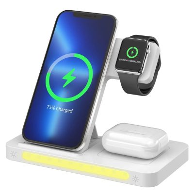 Base De Carga Inalambrica 3en1 22W Carga Rapida RP-W60 Azul