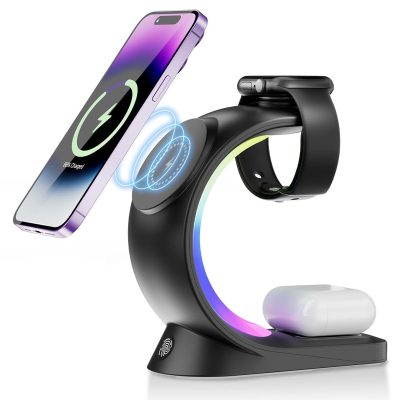 Estacion Base De Carga Inalambrica Carga Rapida 15W 3en1 T17