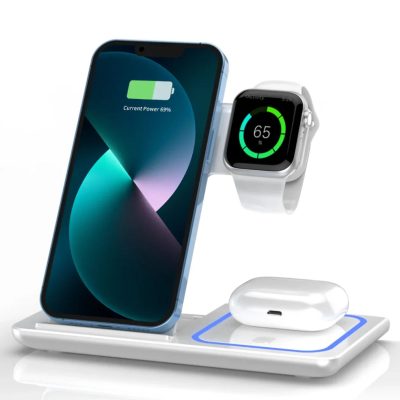 Base De Carga Inalambrica 3en1 15W Carga Rapida RPW53 Blanco