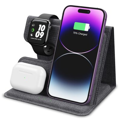 Estacion Base De Carga Inalambrica Carga Rapida 15W 3en1 TL6