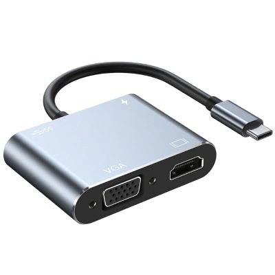 Adaptador Tipo C 4 En 1 Usb-C A Hdtv Suport 4k+Usb3.0+Pd+VGA