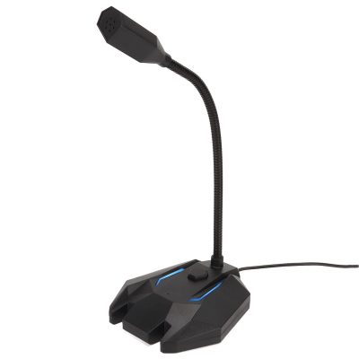 Microfono Gamer Con Cable USB Y Luces Flexible Para PC Negro