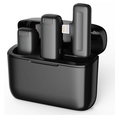 Kit De 2 Microfonos Inalambrico Estuche De Carga Para iPhone